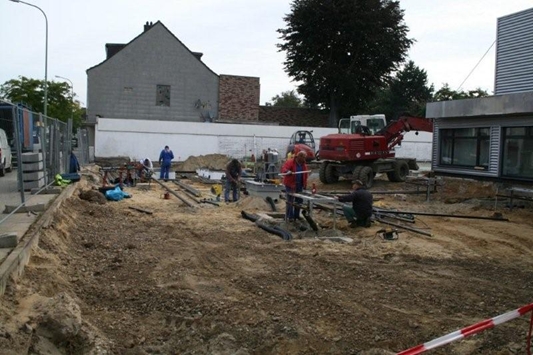 Bau der Tankstelle Dahmen